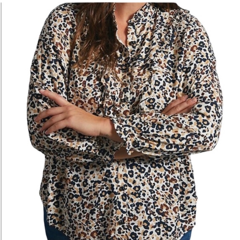 Anthropologie Maeve Katia Ruffle Button Blouse
